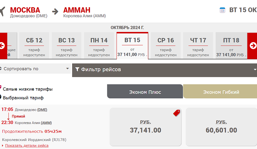 Royal Jordanian готовится летать между Россией и Иорданией