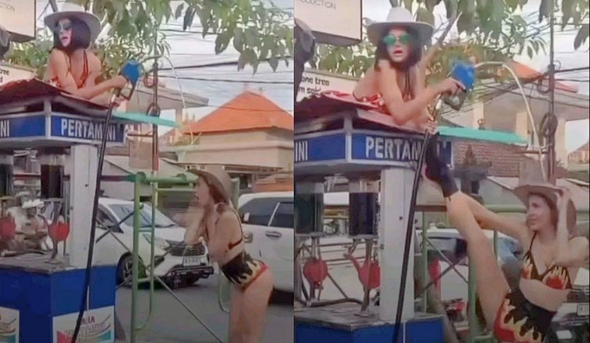 Туристы на Бали устроили шоу с обливанием бензином на заправке