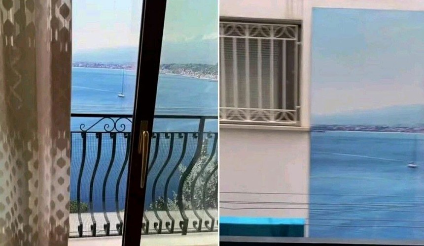 Туристам сдавали комнату с видом на море, которое нарисовано на стене